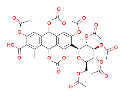 3,5,6,8-Tetraacetoxy-1-methyl-9,10-dioxo-7-((2S,3S,4R,5R,6R)-3,4,5-triacetoxy-6-acetoxymethyl-tetrahydro-pyran-2-yl)-9,10-dihydro-anthracene-2-carboxylic acid